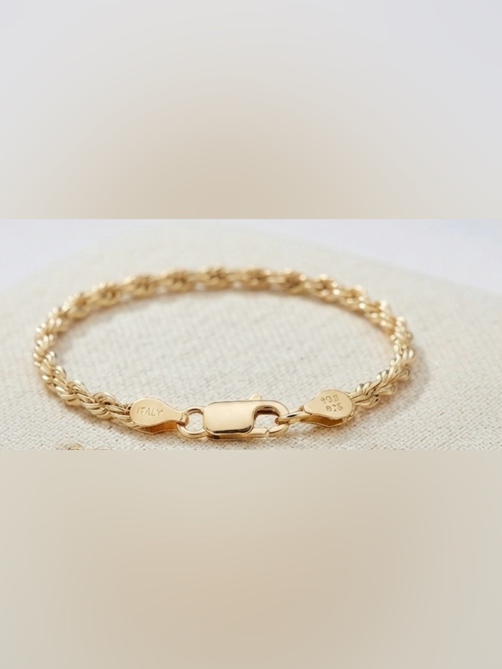 Vintage Gold Over Sterling Silver Twist Rope Link Bracelet Made in Italy